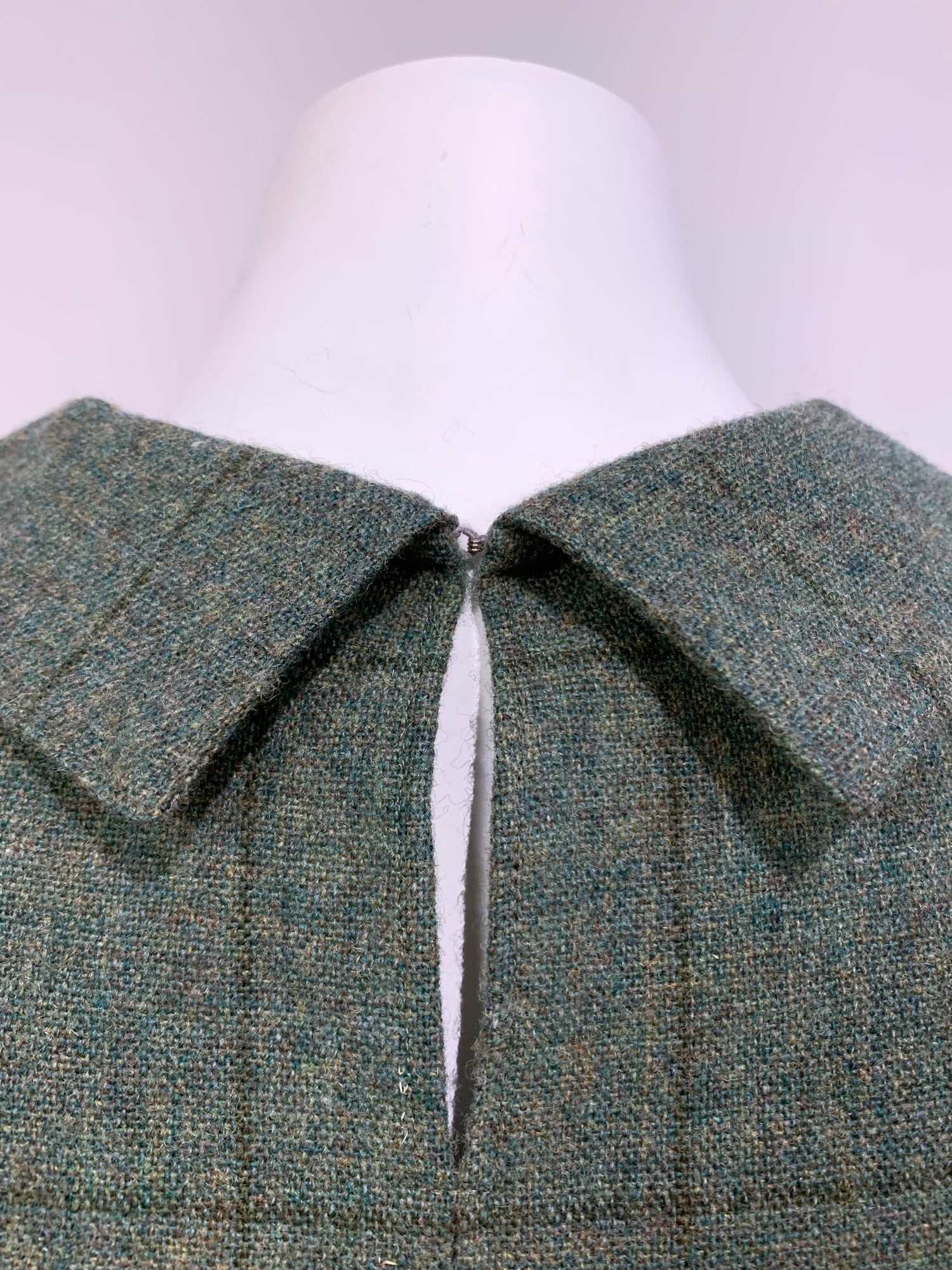 Tricot Comme des Garcons winter 1995 green wool mini dress with silver panel