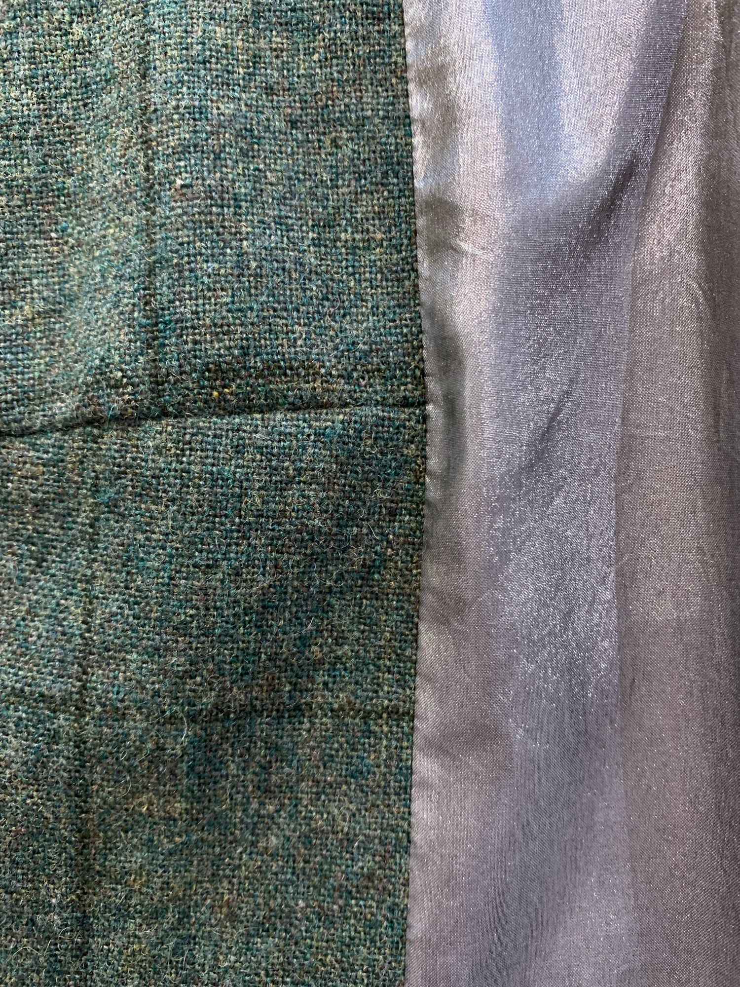 Tricot Comme des Garcons winter 1995 green wool mini dress with silver panel