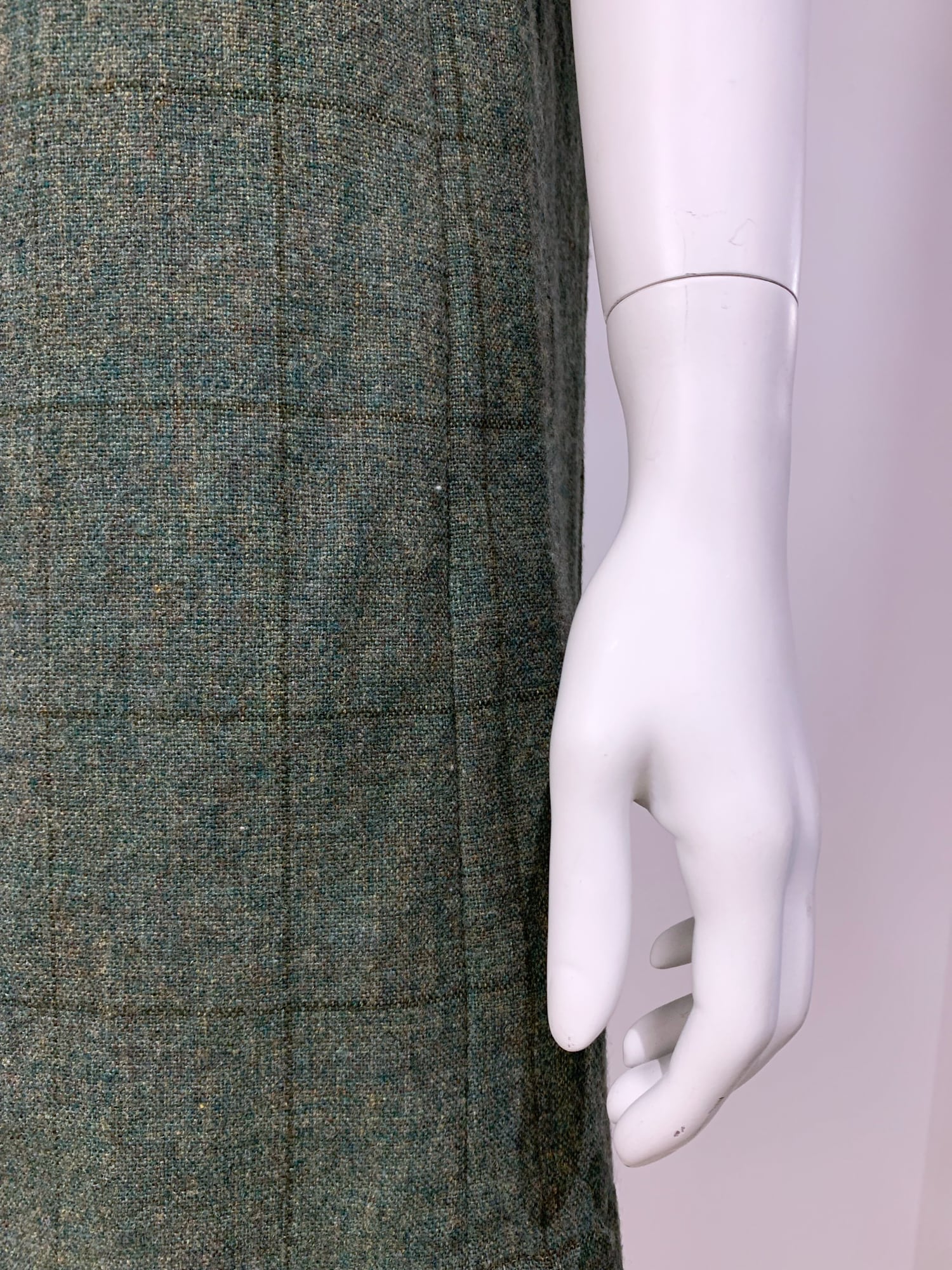 Tricot Comme des Garcons winter 1995 green wool mini dress with silver panel