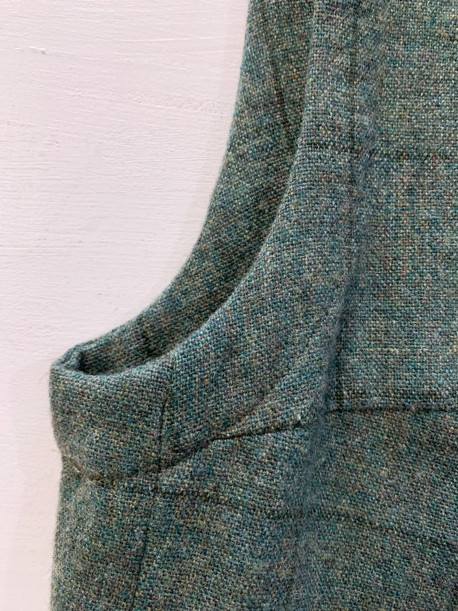 Tricot Comme des Garcons winter 1995 green wool mini dress with silver panel