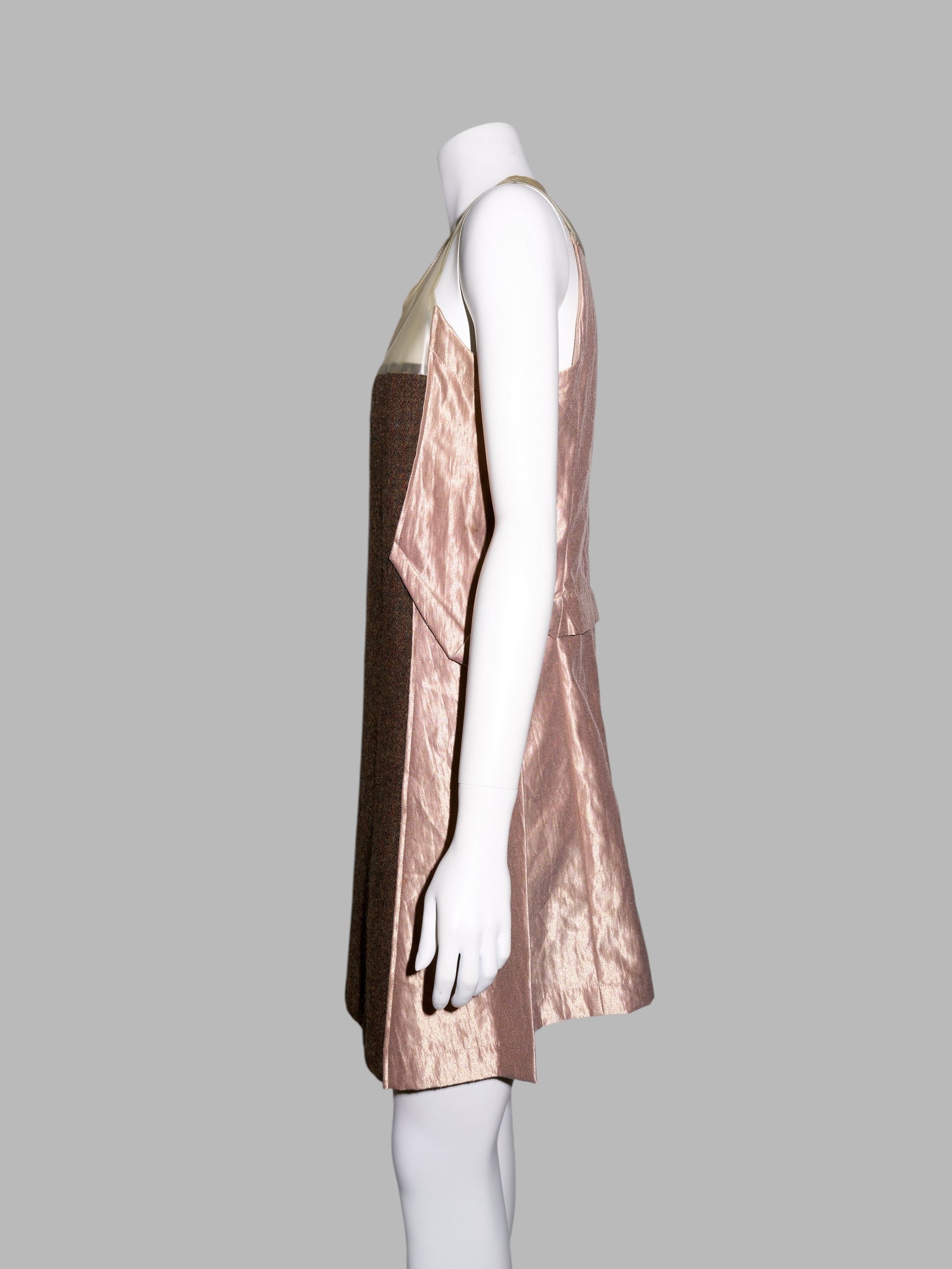 Junya Watanabe winter 1995 tweed metallic and clear vinyl sleeveless dress