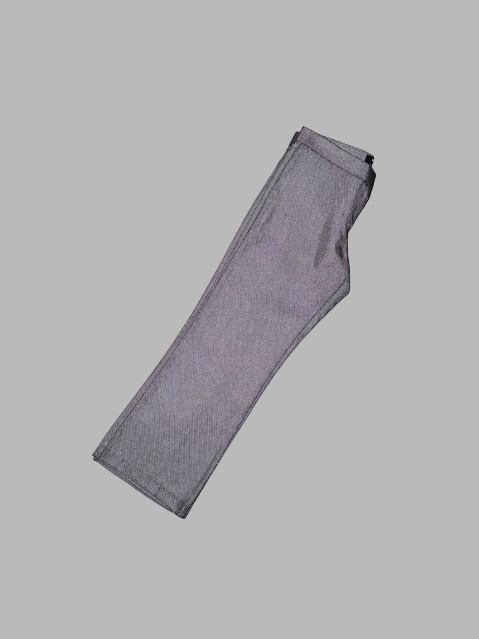 Junya Watanabe winter 1995 cropped silver nylon low rise flared trousers