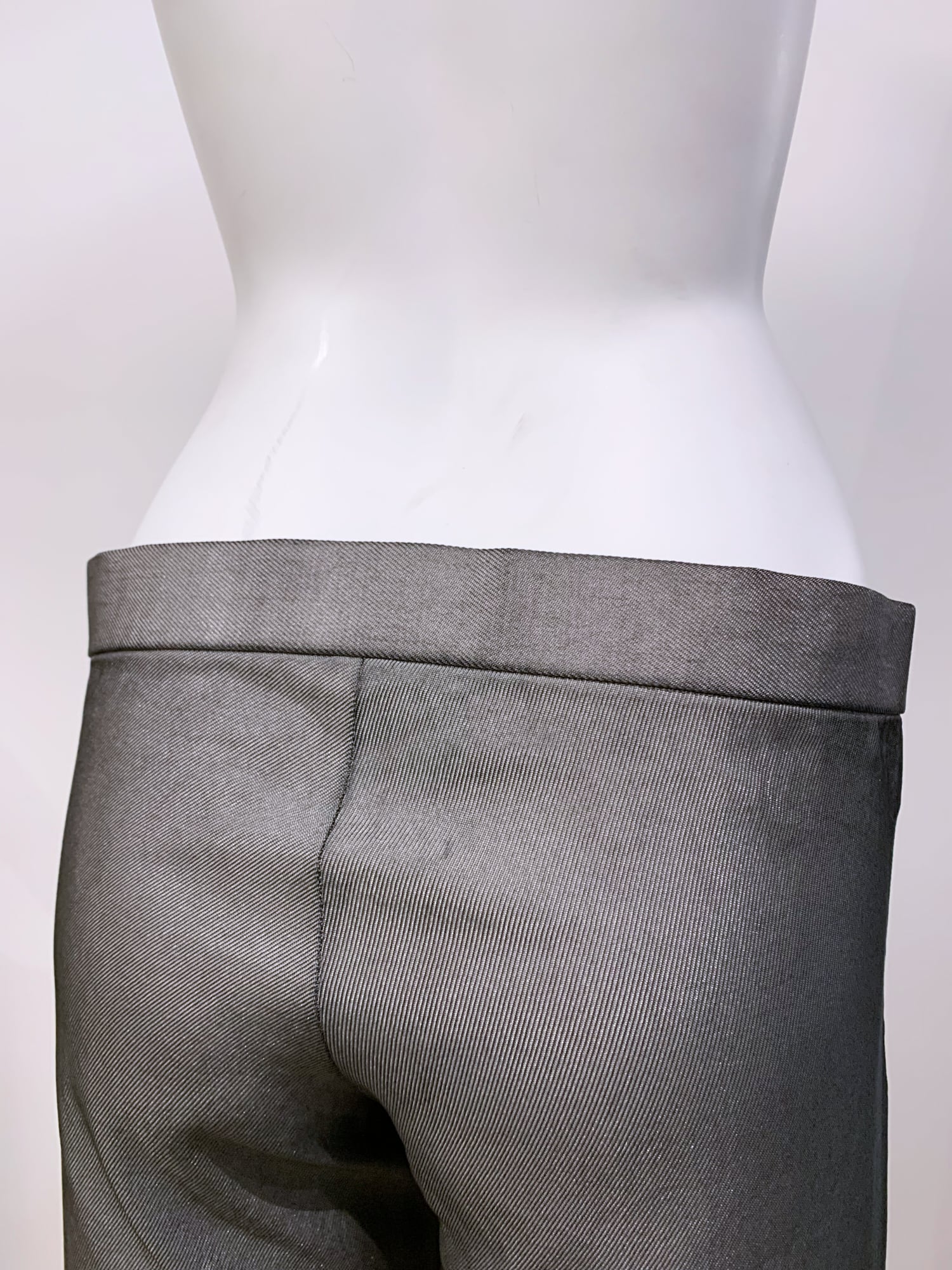 Junya Watanabe winter 1995 cropped silver nylon low rise flared trousers