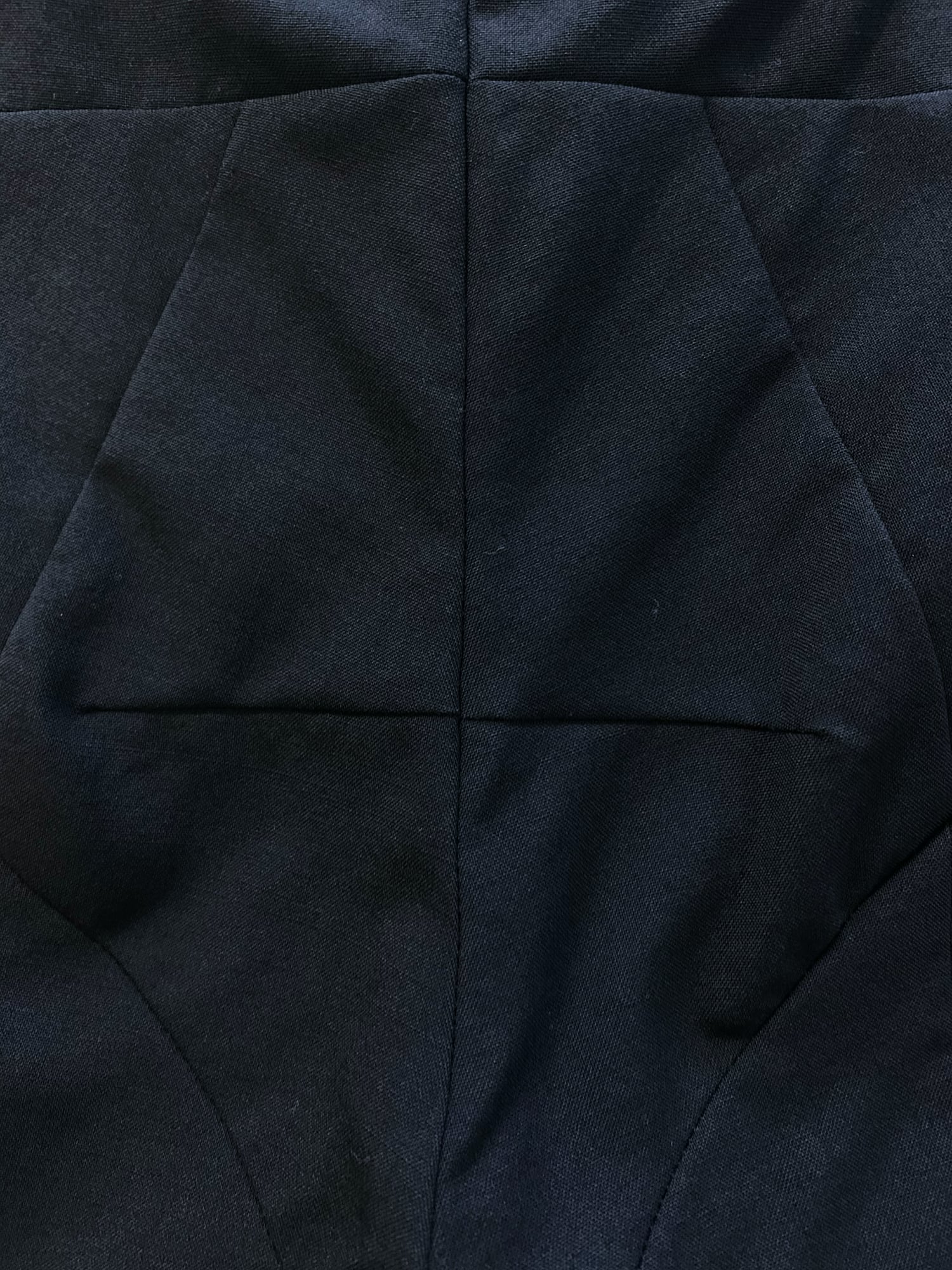Junya Watanabe spring 1996 three dimensional panelled black wool flared trousers