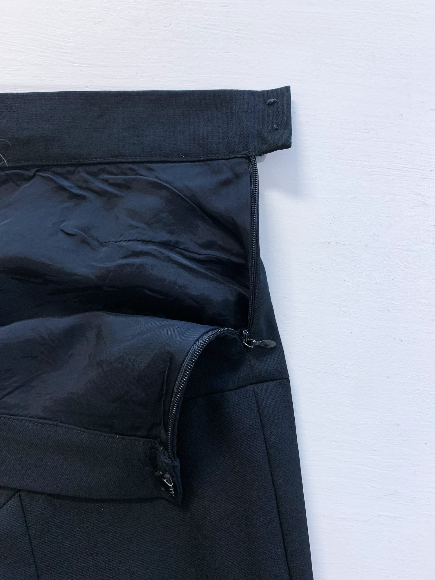 Junya Watanabe spring 1996 three dimensional panelled black wool flared trousers