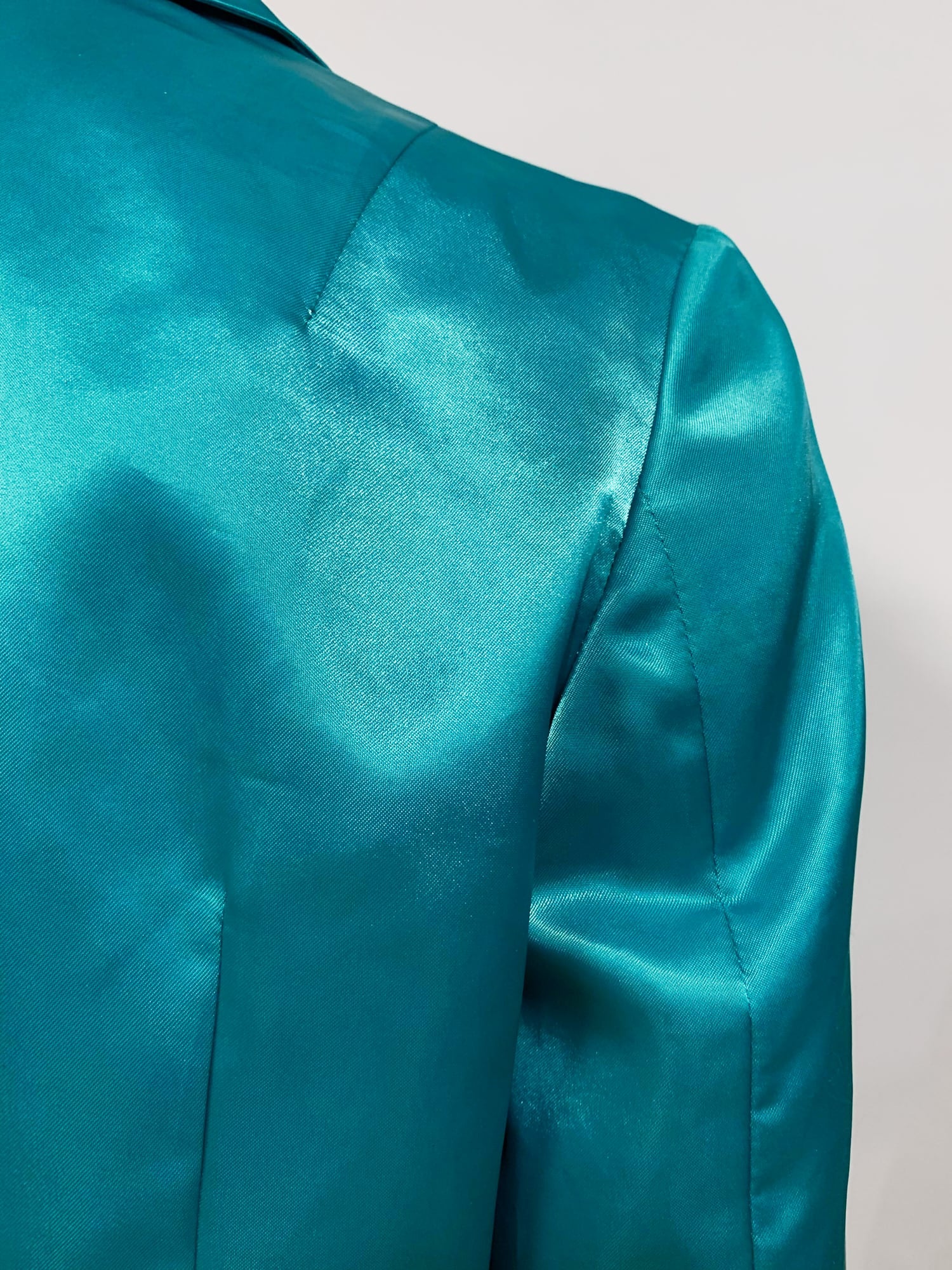 Tricot Comme des Garcons Junya Watanabe winter 1995 teal satin two button blazer