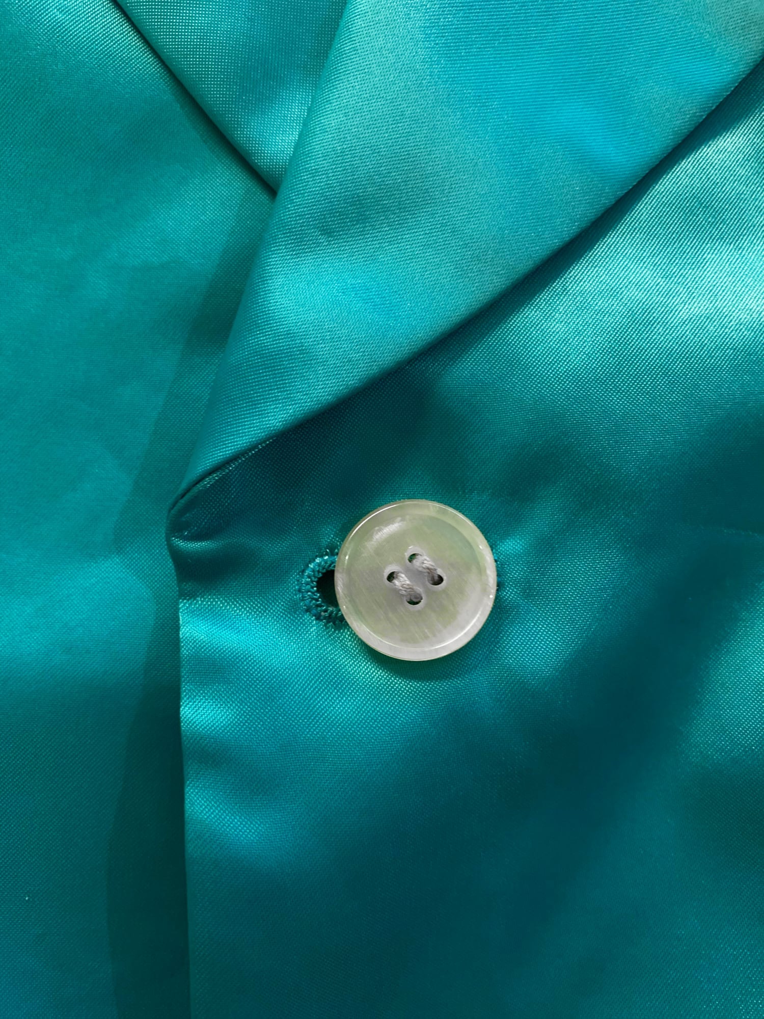 Tricot Comme des Garcons Junya Watanabe winter 1995 teal satin two button blazer