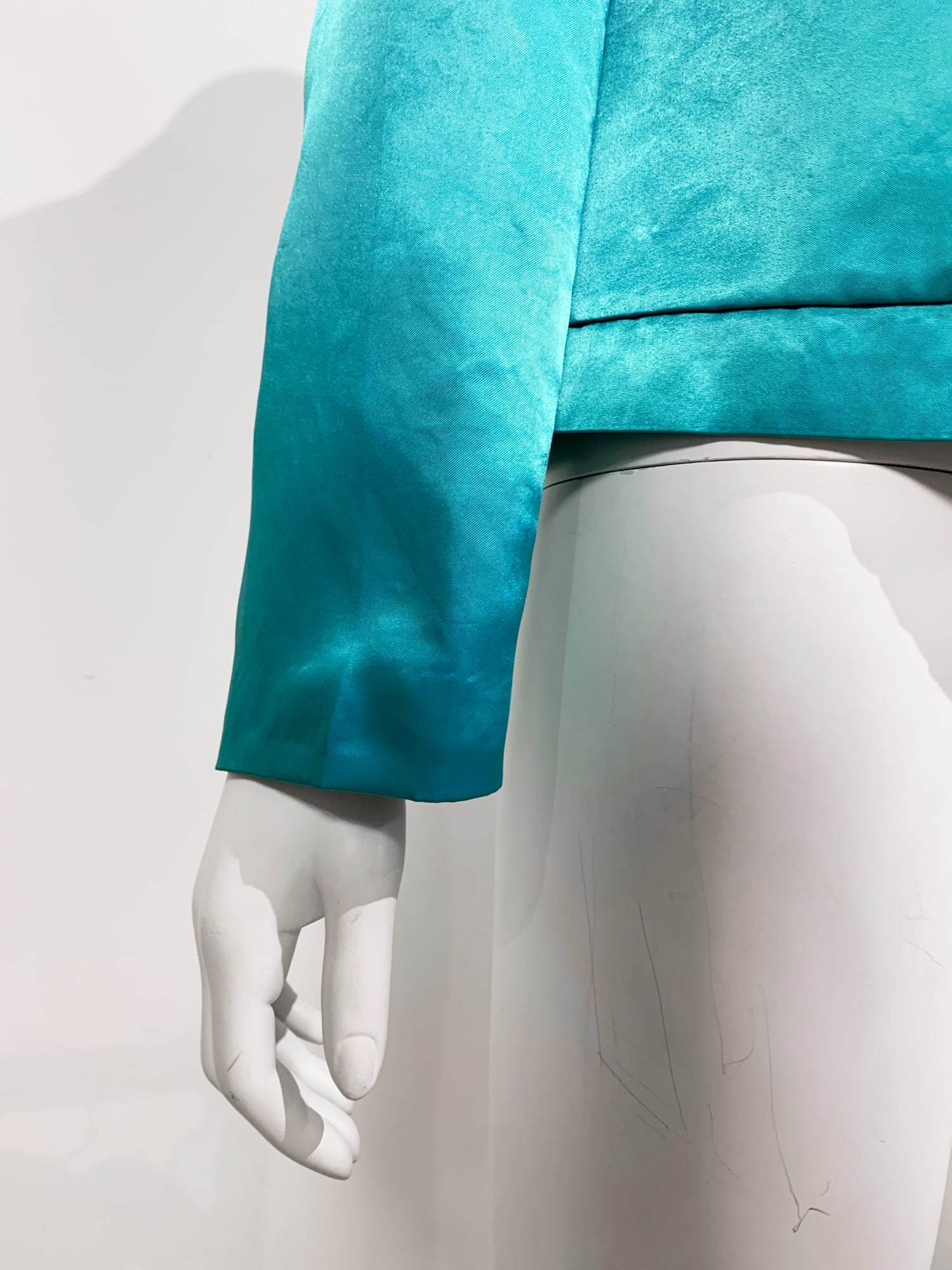Tricot Comme des Garcons Junya Watanabe winter 1995 teal satin two button blazer