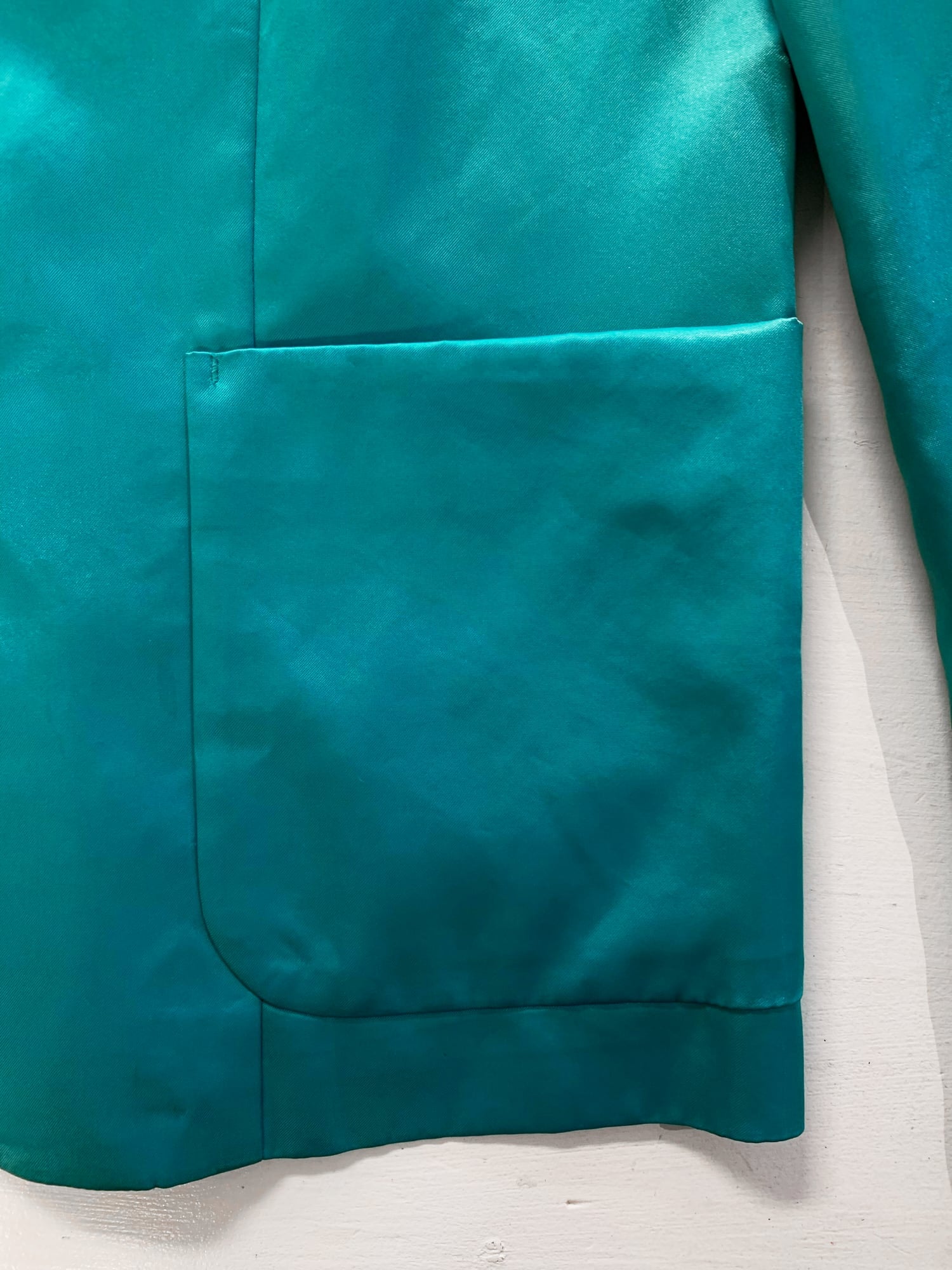 Tricot Comme des Garcons Junya Watanabe winter 1995 teal satin two button blazer