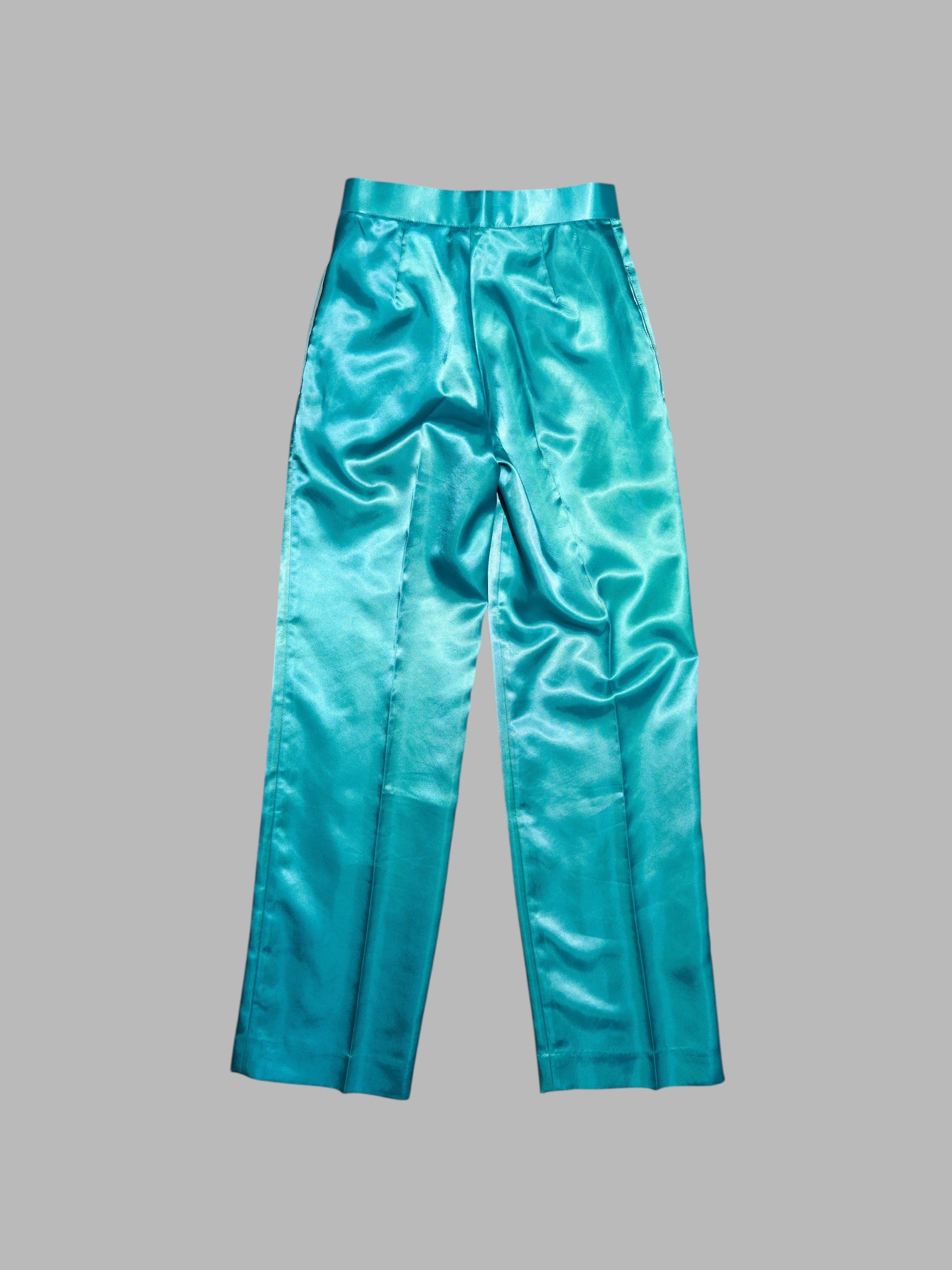 Tricot Comme des Garcons Junya Watanabe winter 1995 teal satin trousers