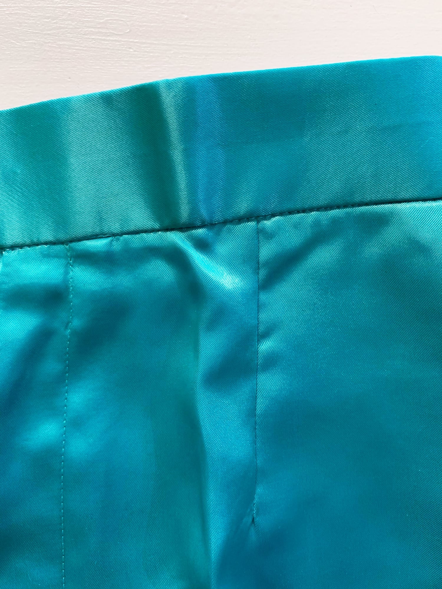 Tricot Comme des Garcons Junya Watanabe winter 1995 teal satin trousers