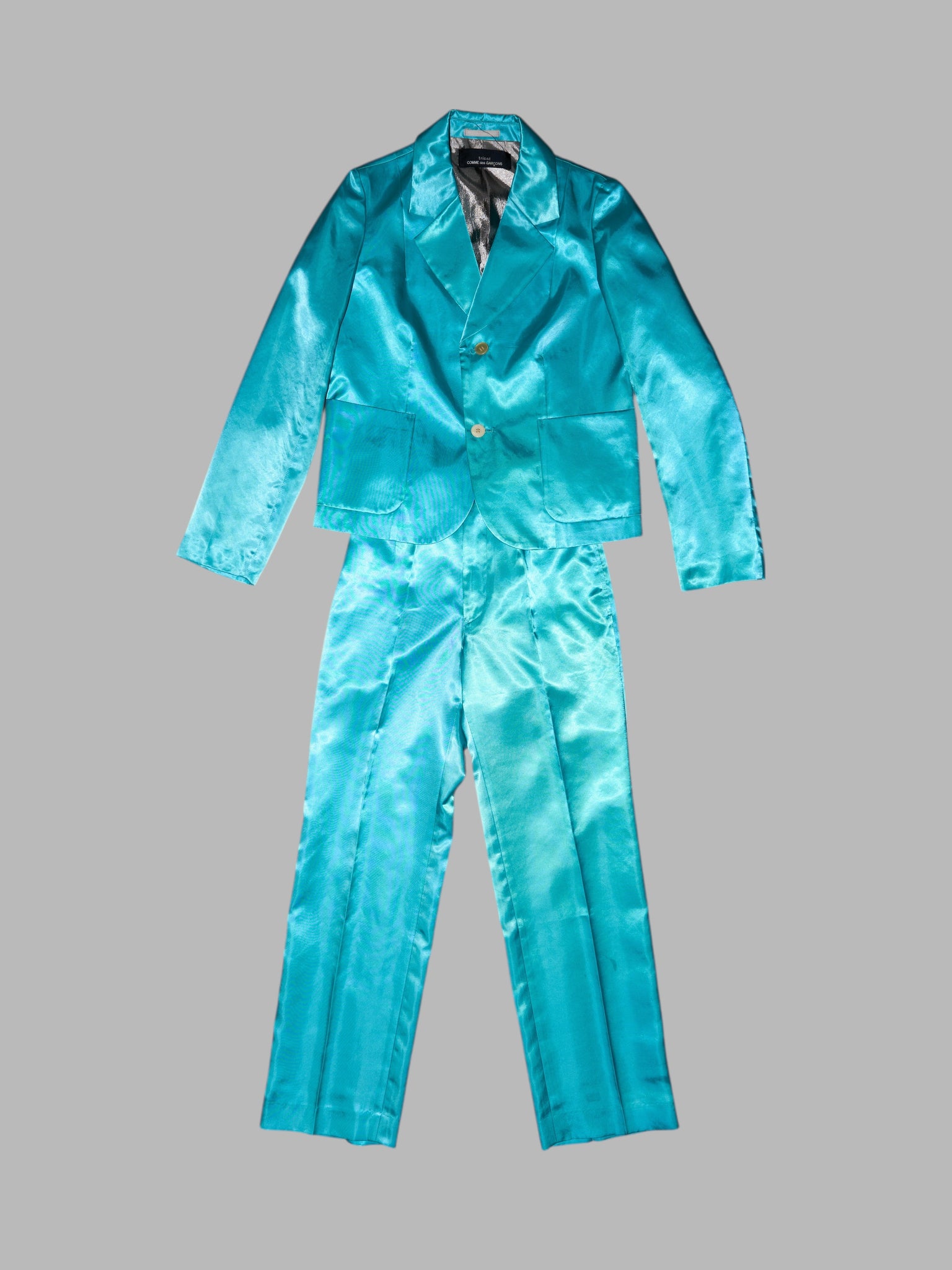 Tricot Comme des Garcons Junya Watanabe winter 1995 teal satin trousers