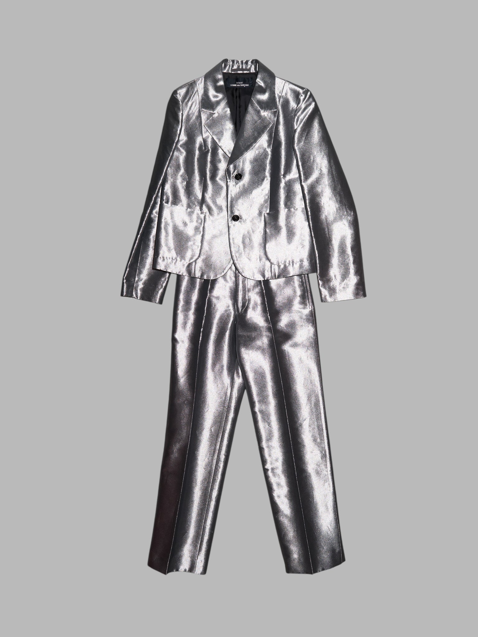 Tricot Comme des Garcons winter 1995 shiny silver trousers
