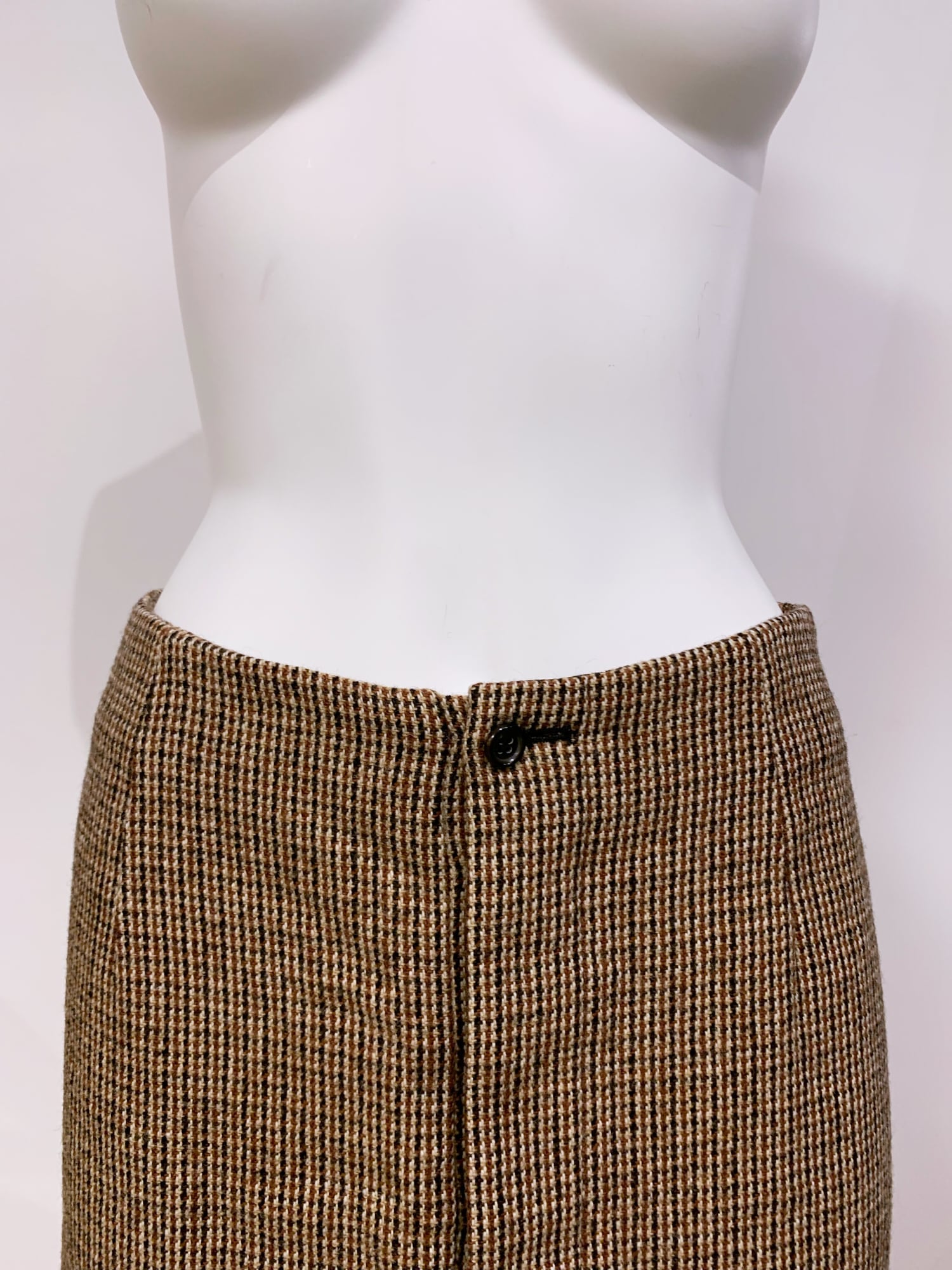 Tricot Comme des Garcons winter 1995 brown tweed maxi skirt with satin back