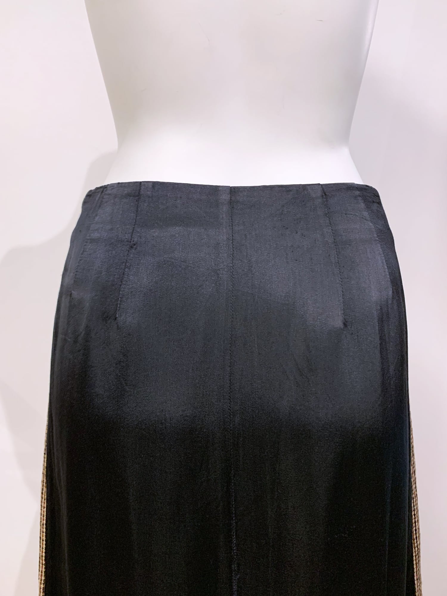 Tricot Comme des Garcons winter 1995 brown tweed maxi skirt with satin back