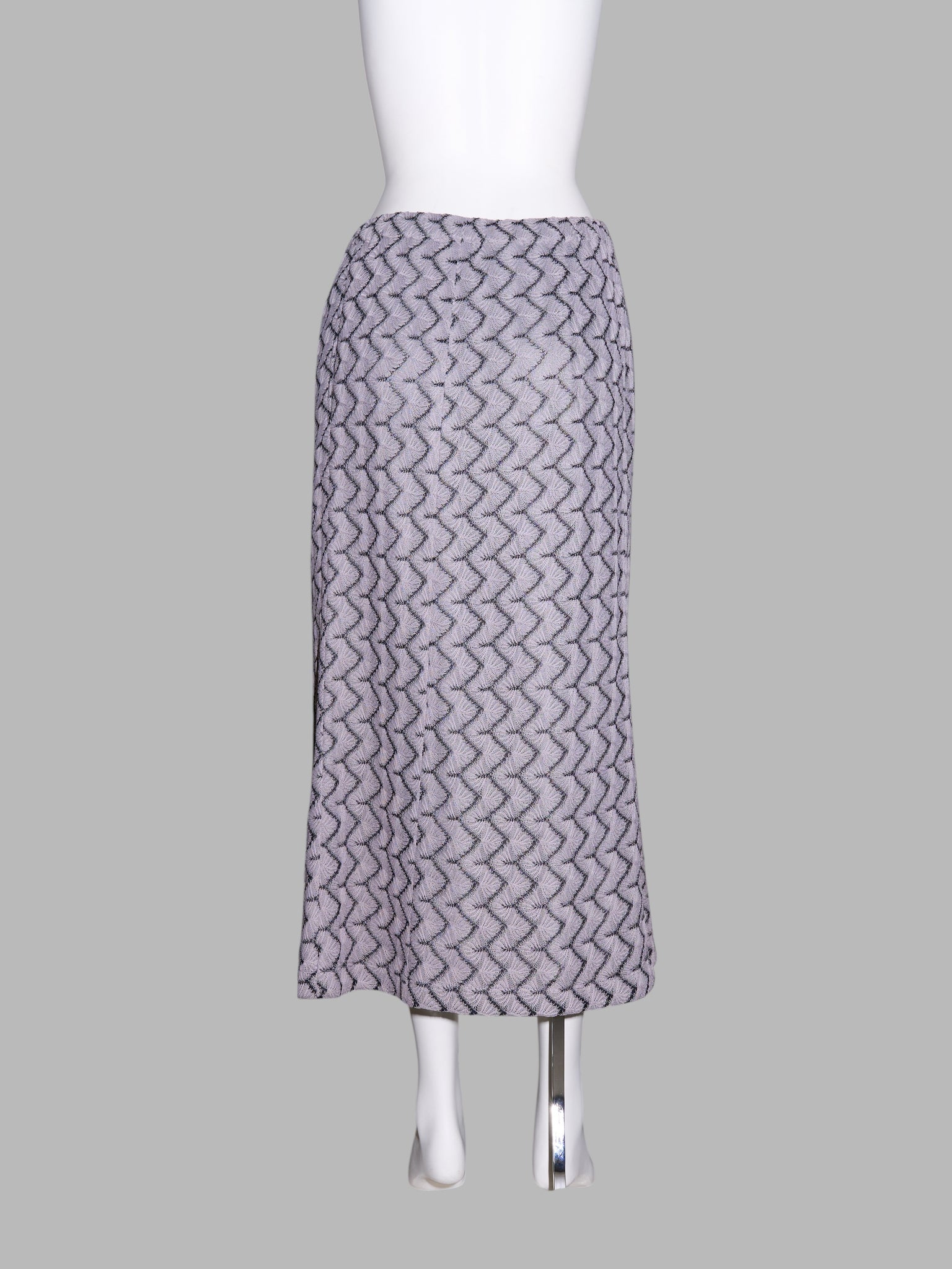 Tricot Comme des Garcons spring 1996 purple grey patterned lace midi skirt