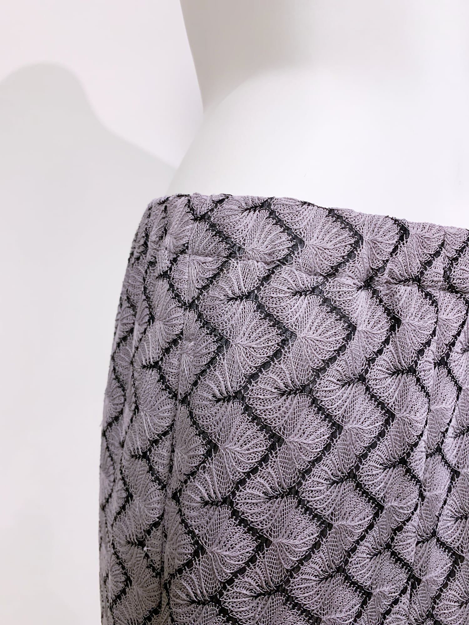 Tricot Comme des Garcons spring 1996 purple grey patterned lace midi skirt