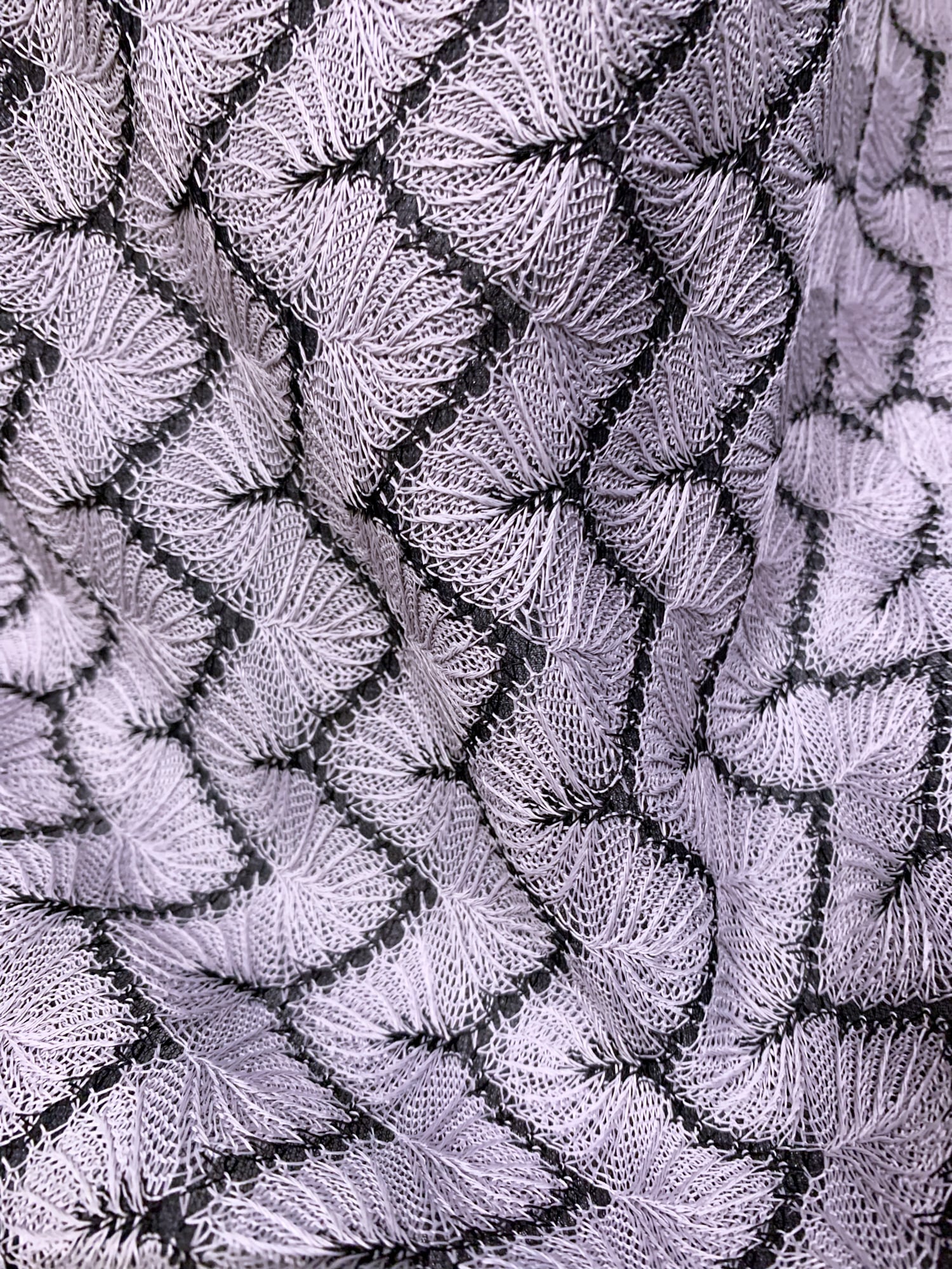 Tricot Comme des Garcons spring 1996 purple grey patterned lace midi skirt