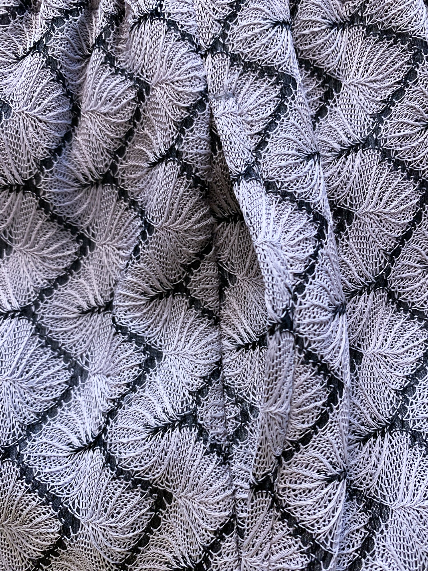 Tricot Comme des Garcons spring 1996 purple grey patterned lace midi skirt