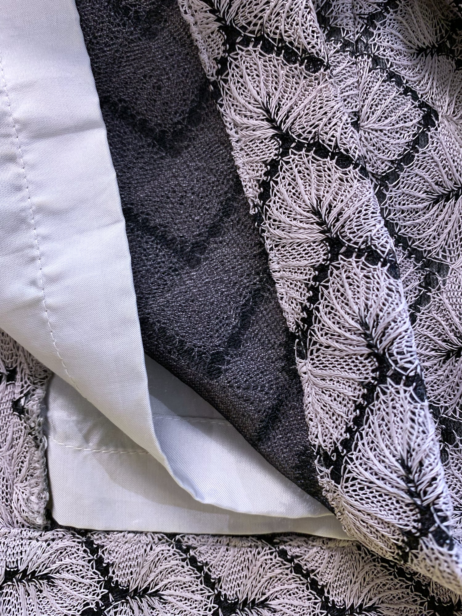 Tricot Comme des Garcons spring 1996 purple grey patterned lace midi skirt