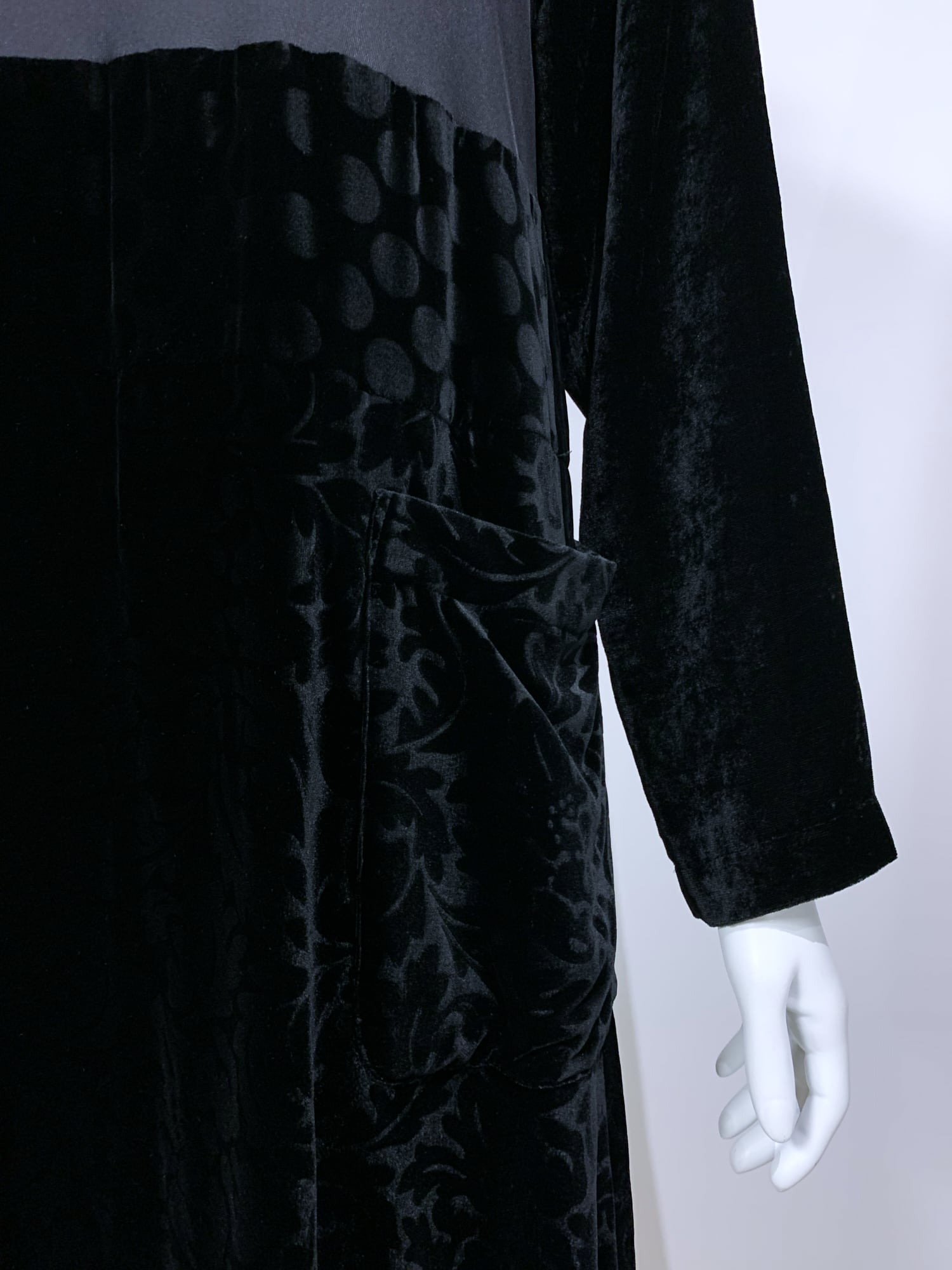 Tricot Comme des Garcons AW1995 black velour dress with sheer