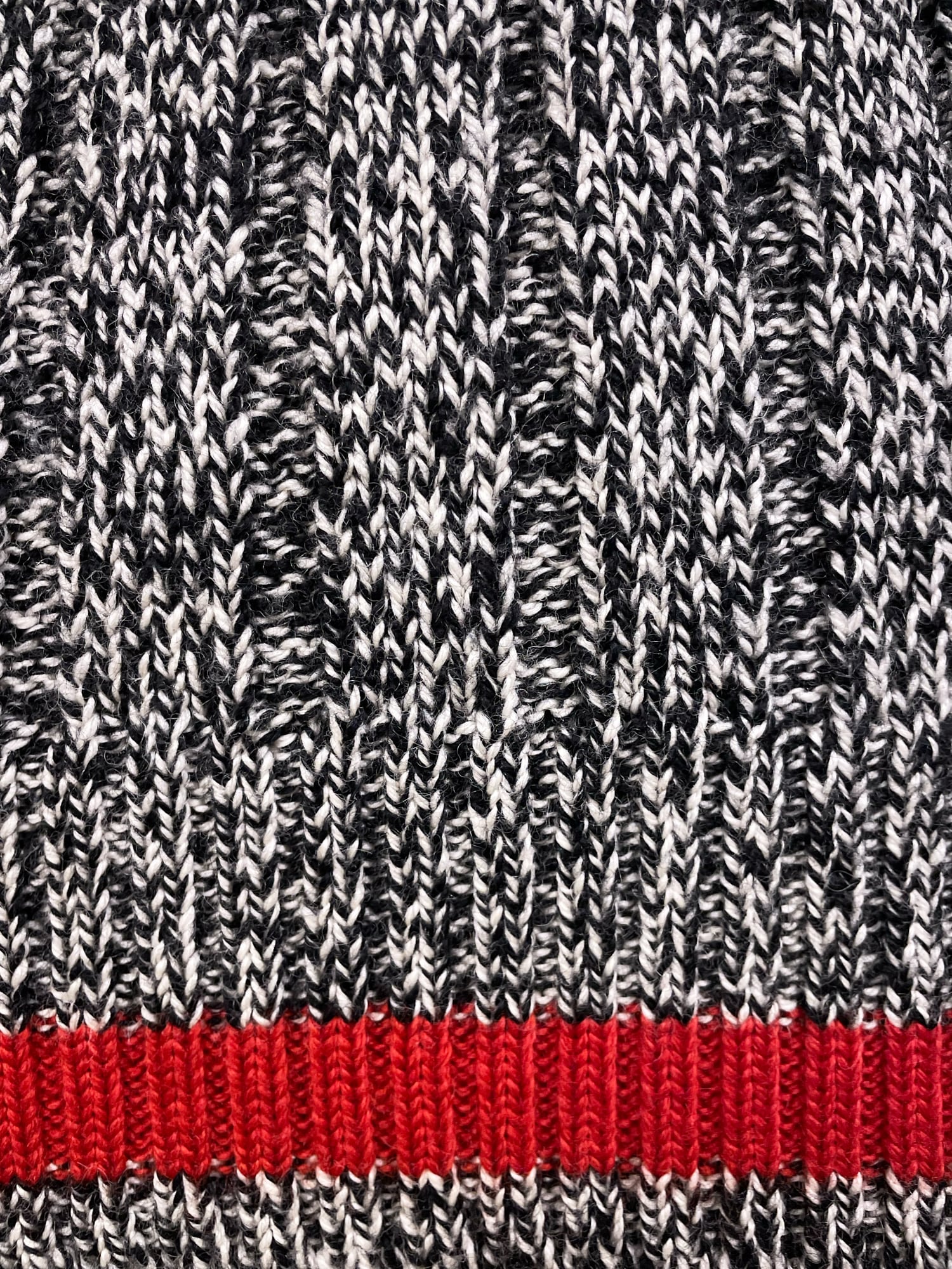 Y’s bis Yohji Yamamoto black white heathered wool rib red accent v-neck jumper