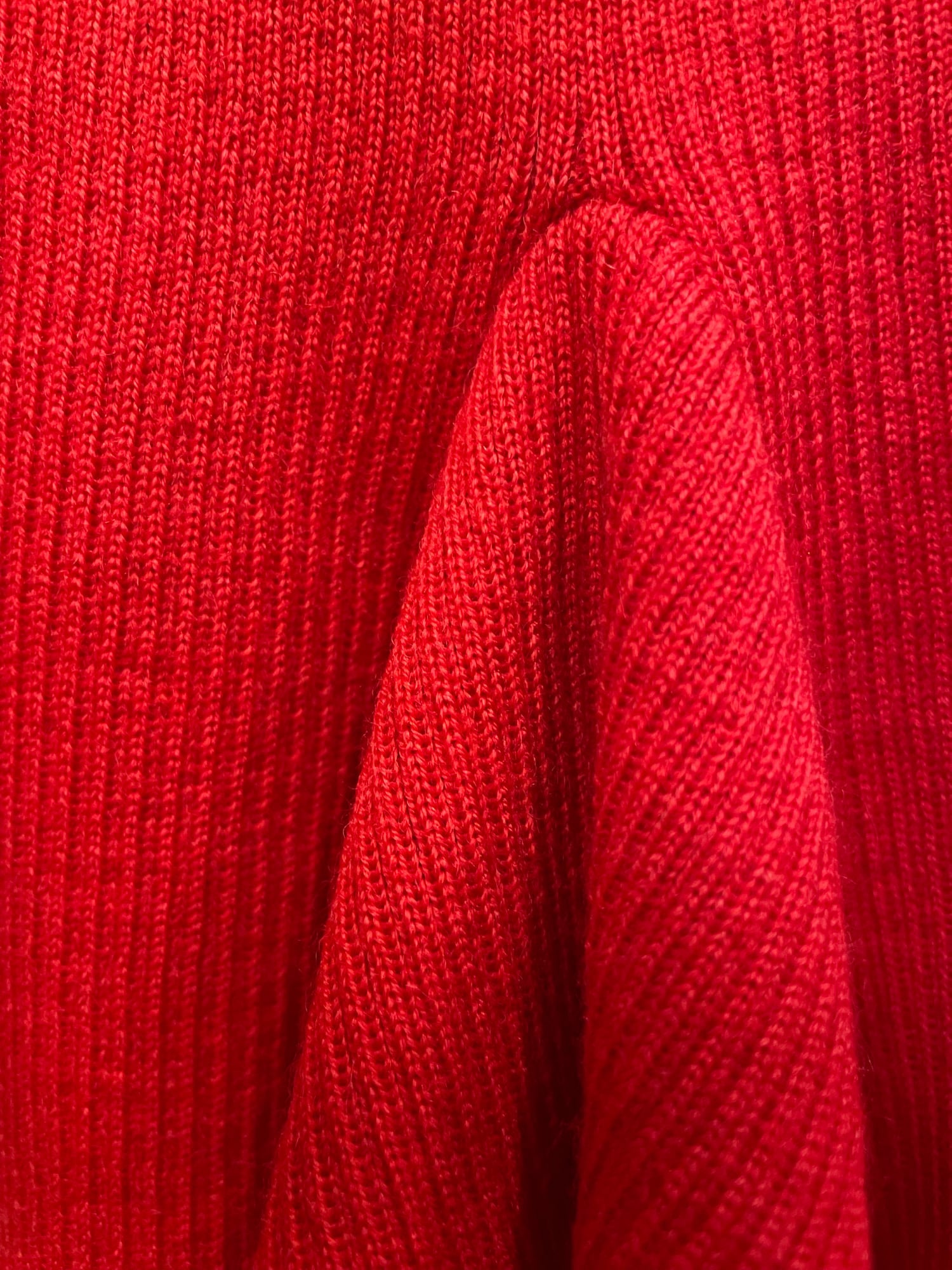 Dorothee Bis 1980s red wool rib knit hem ruffle bodycon dress – Filter ...