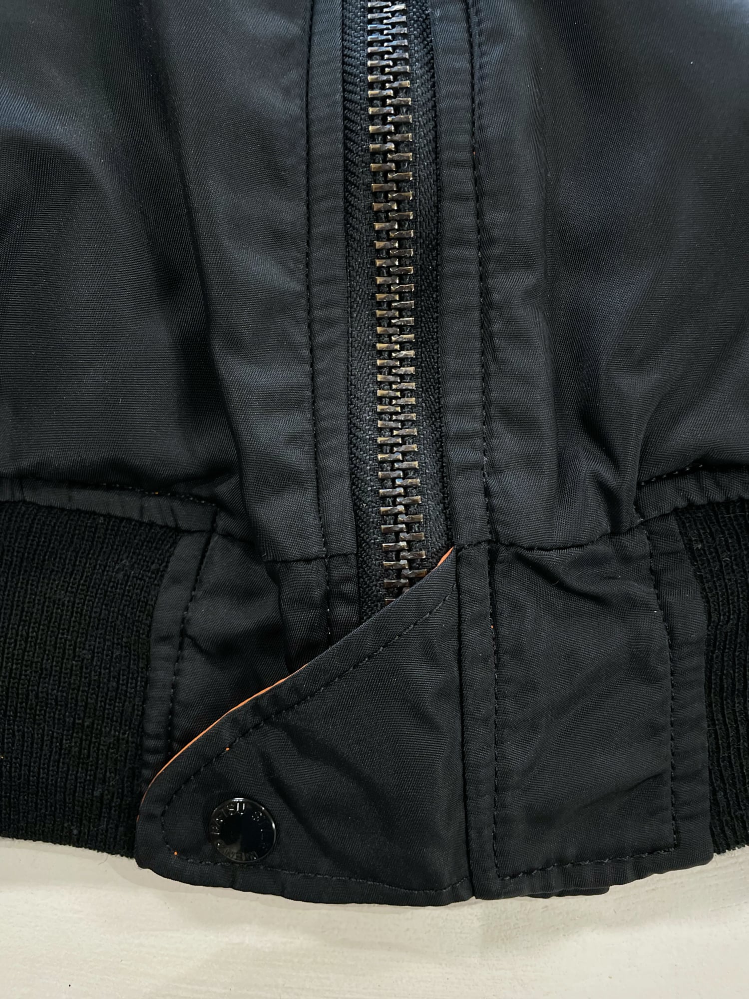 Men’s Ba-tsu AW1988 reversible black orange back pocket MA-1 bomber ...