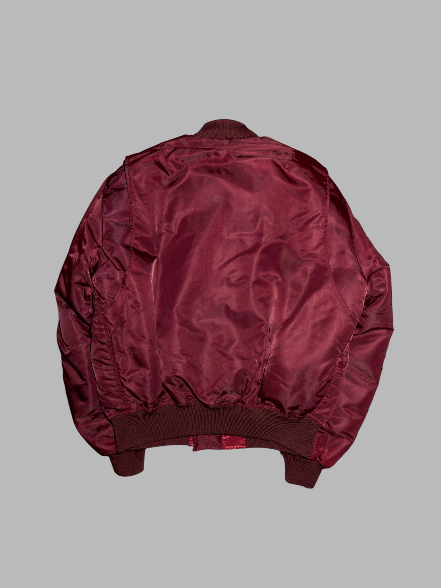 Men’s Ba-tsu 1980s padded reversible burgundy nylon MA-1 bomber jacket ...