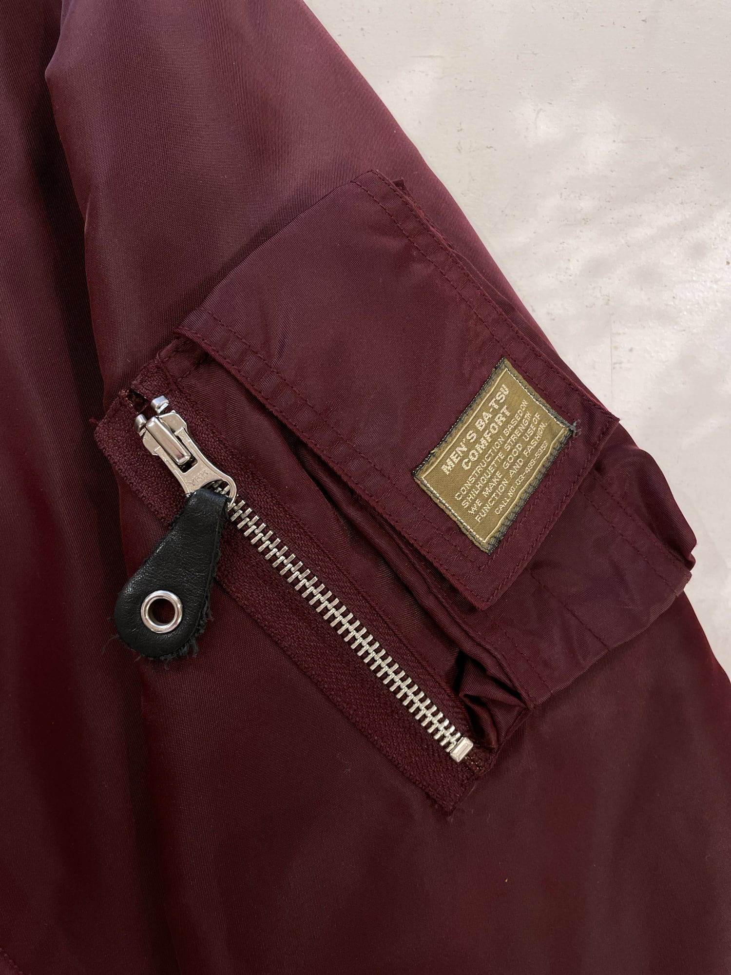 Men’s Ba-tsu 1980s padded reversible burgundy nylon MA-1 bomber jacket ...