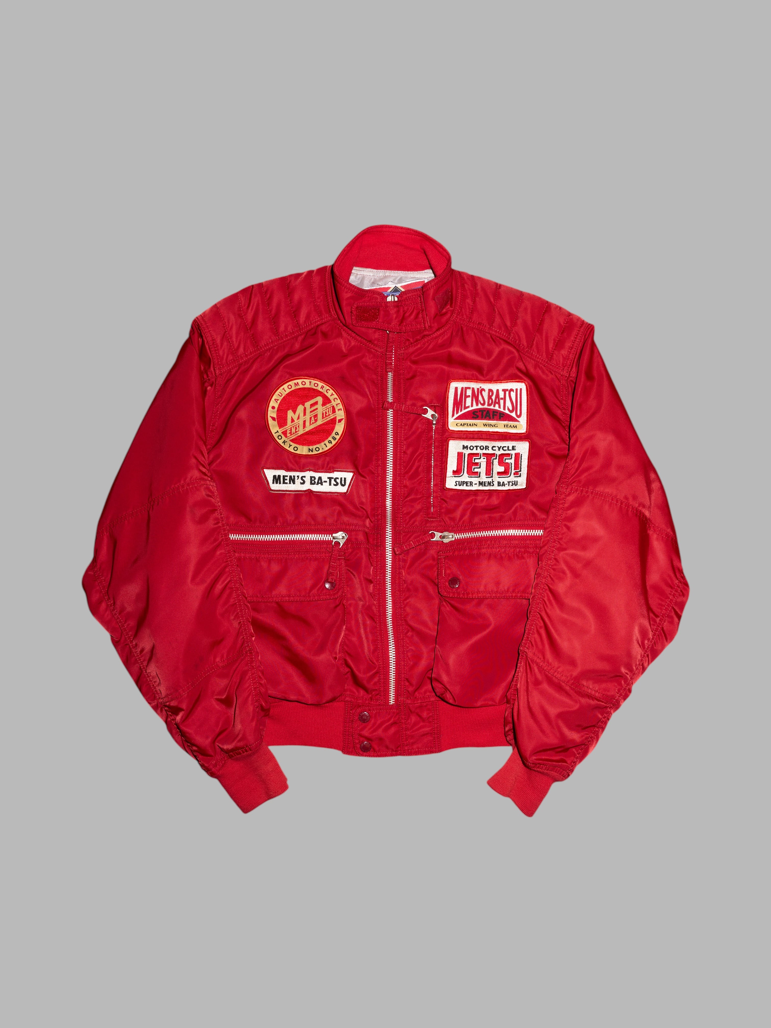 Men’s Ba-tsu 1989 patched red nylon cropped racing jacket – Filter store