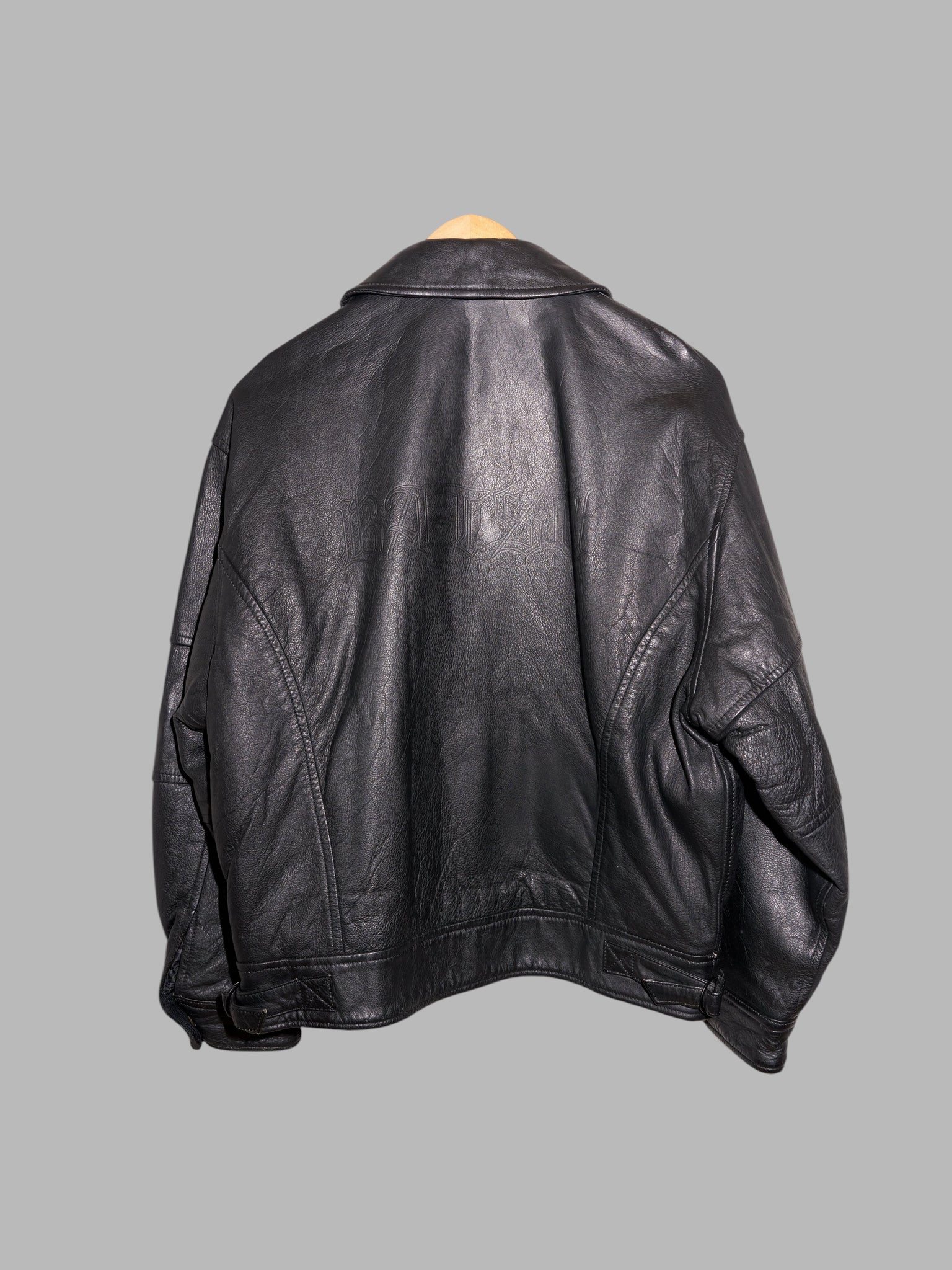 Ba-tsu 1980s black leather zip jacket with topstitched B – Filter