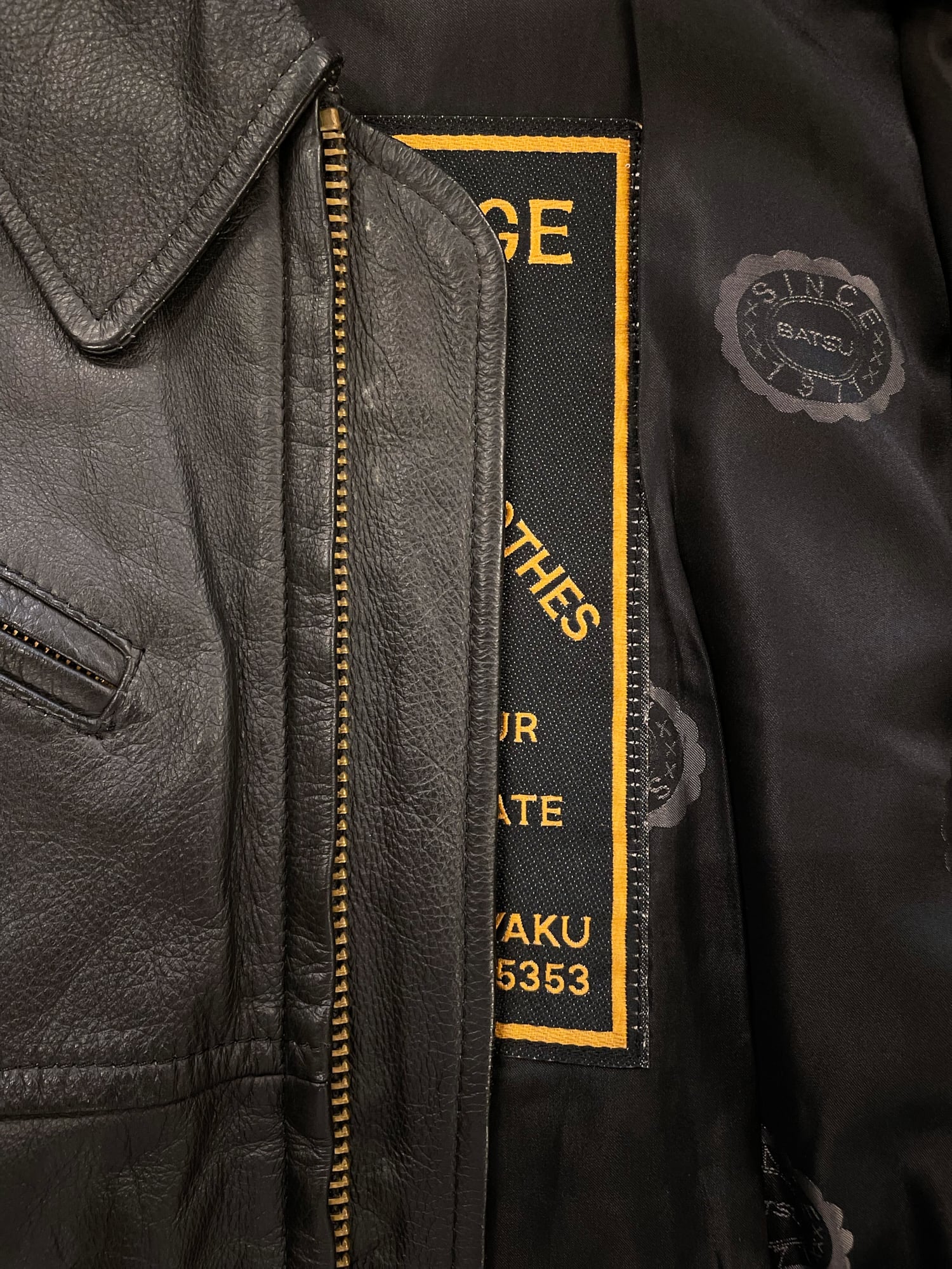 Ba-tsu 1980s black leather zip jacket with topstitched B – Filter
