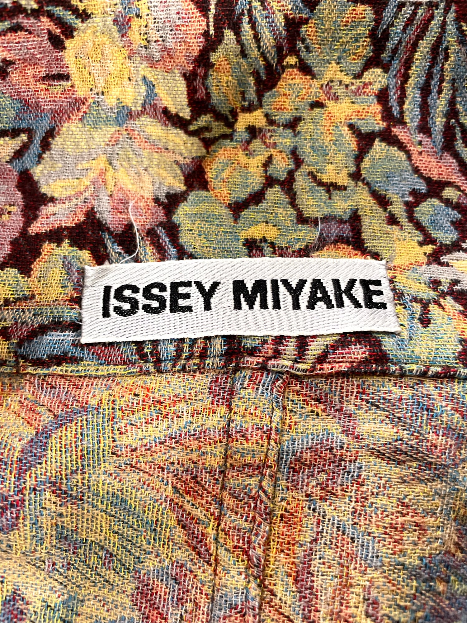Issey Miyake AW 1994 long multicolour patchwork floral jacquard