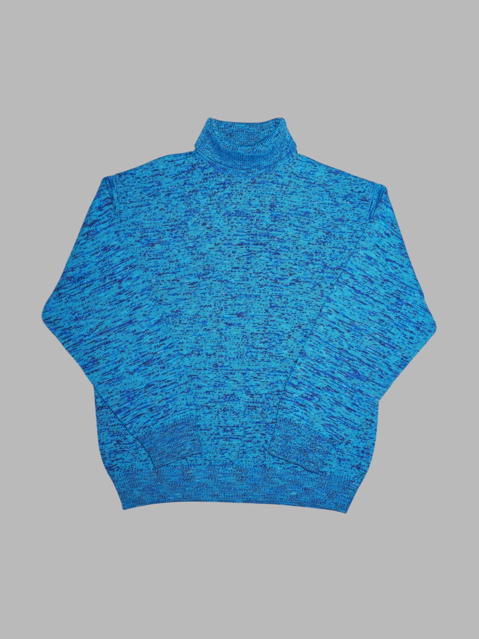 Gianni Versace 1990s knitted blue wool marle turtleneck jumper 