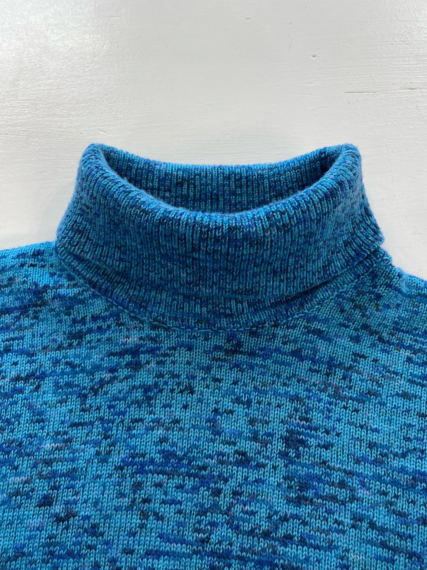 Gianni Versace 1990s knitted blue wool marle turtleneck jumper 