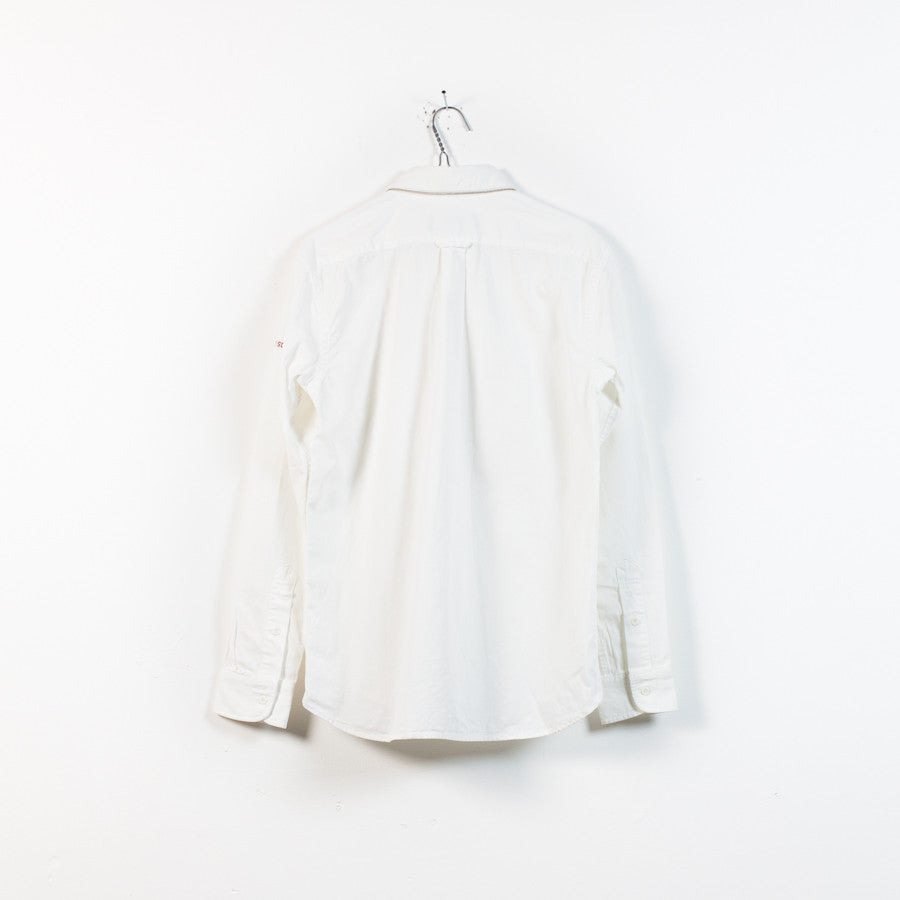 white cotton zip collar shirt