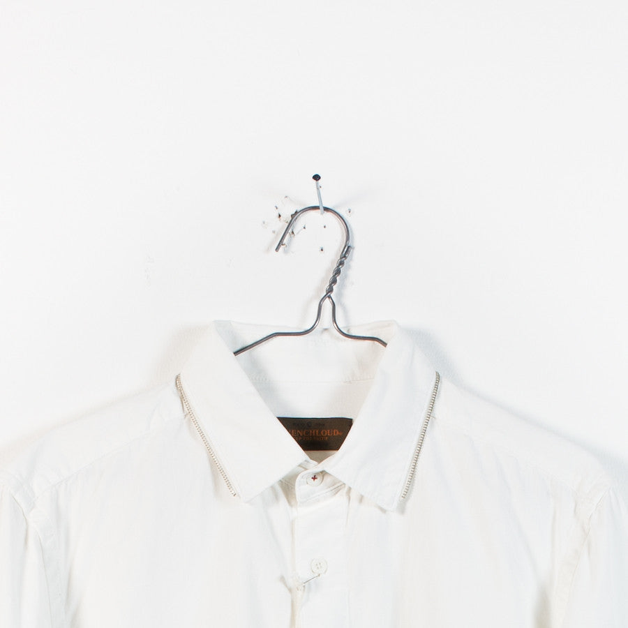 white cotton zip collar shirt