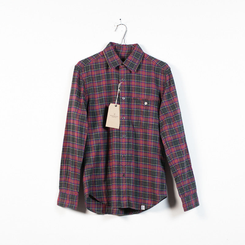 maroon flannel zip collar shirt