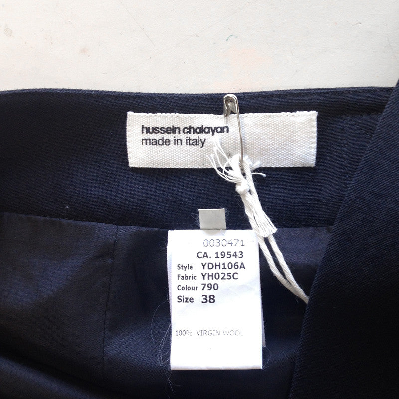 hussein chalayan navy wool wrap front mini skirt – Filter store