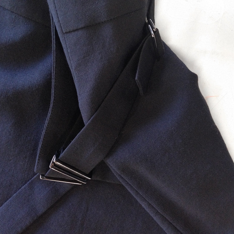 hussein chalayan navy wool wrap front mini skirt – Filter store