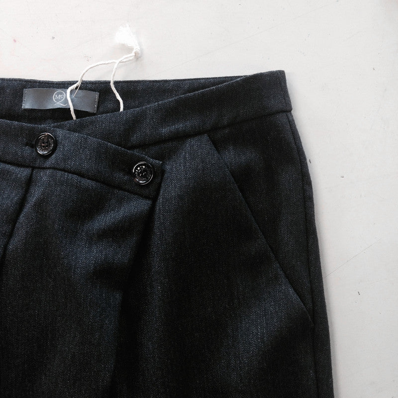 gray wool wrap trouser