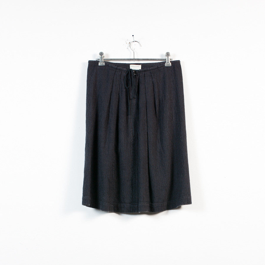 raw silk tie front mini skirt