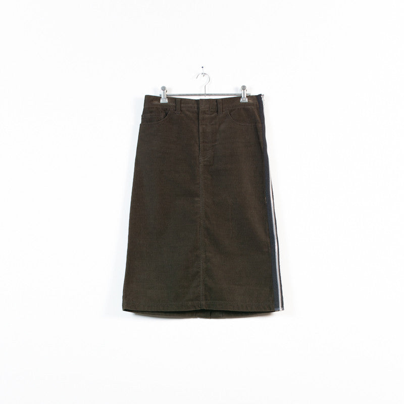 corduroy exposed zip skirt