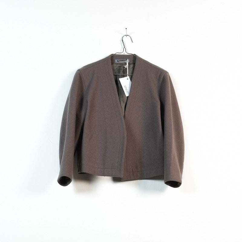 collarless wool cocoon jacket