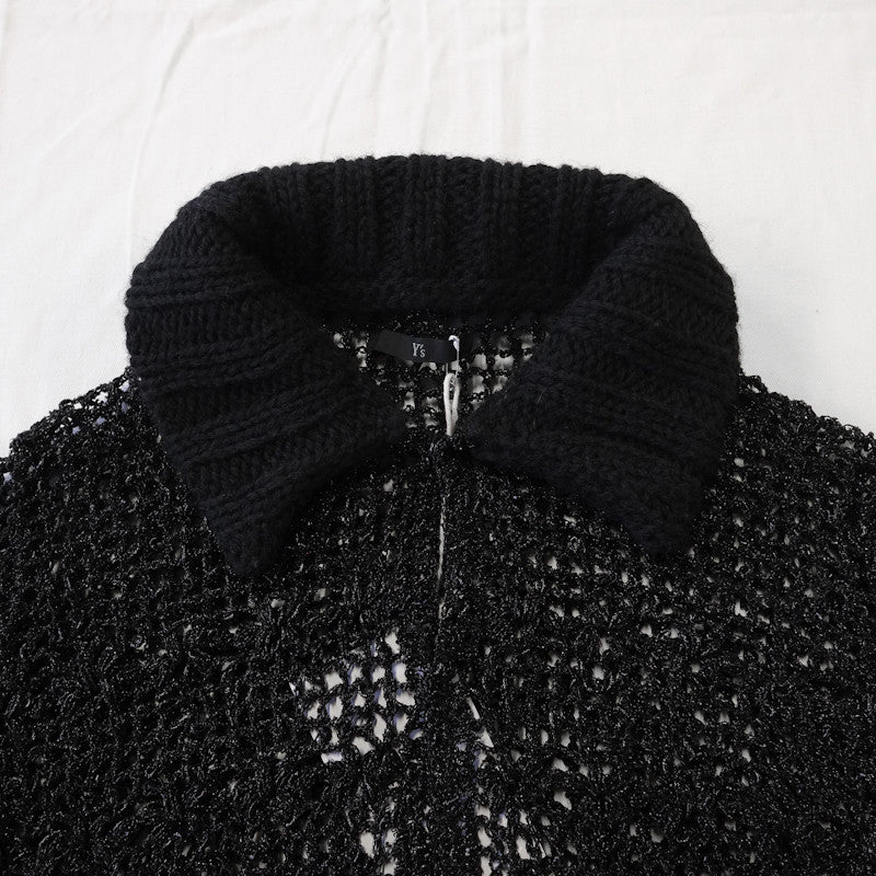 sheer lace knit collar blouse