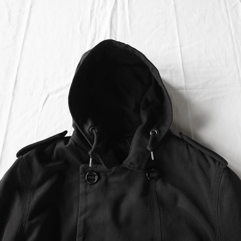 double breasted hooded parka