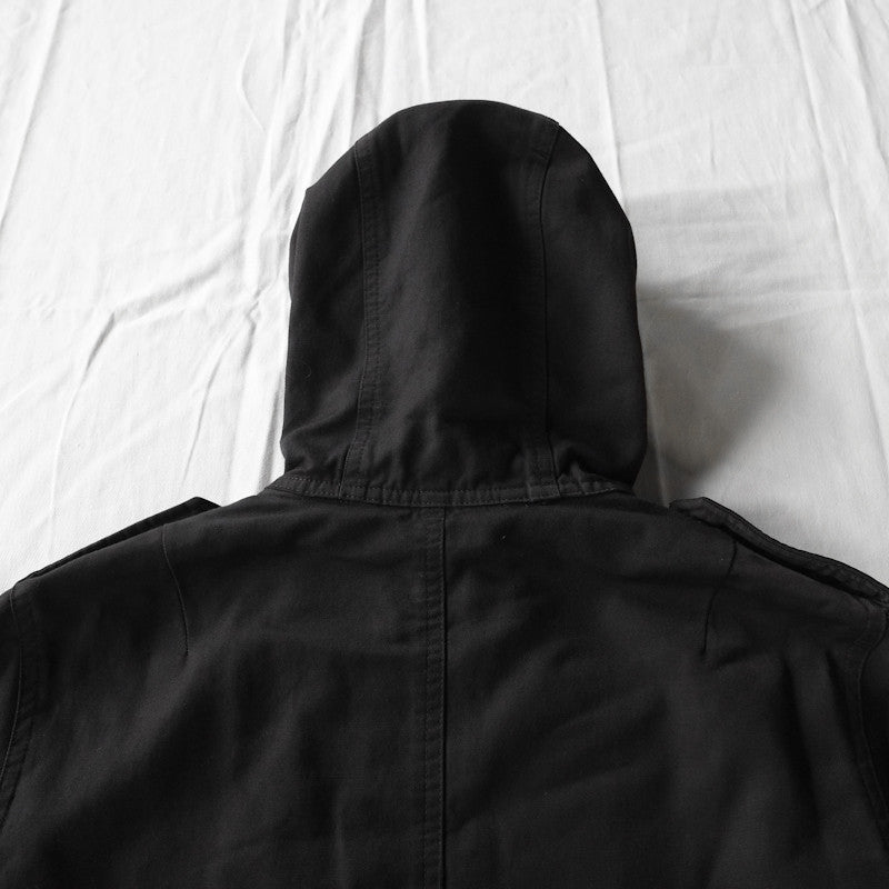 double breasted hooded parka