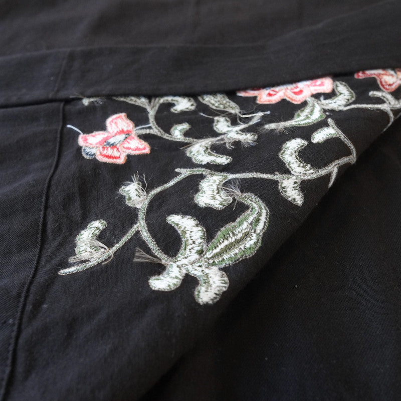 floral embroidered suspender skirt