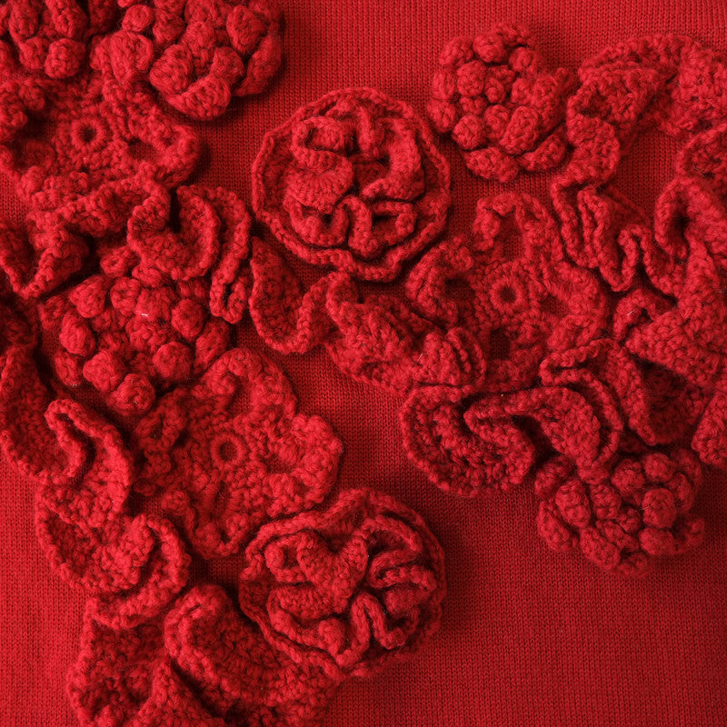 floral crochet turtleneck sweater